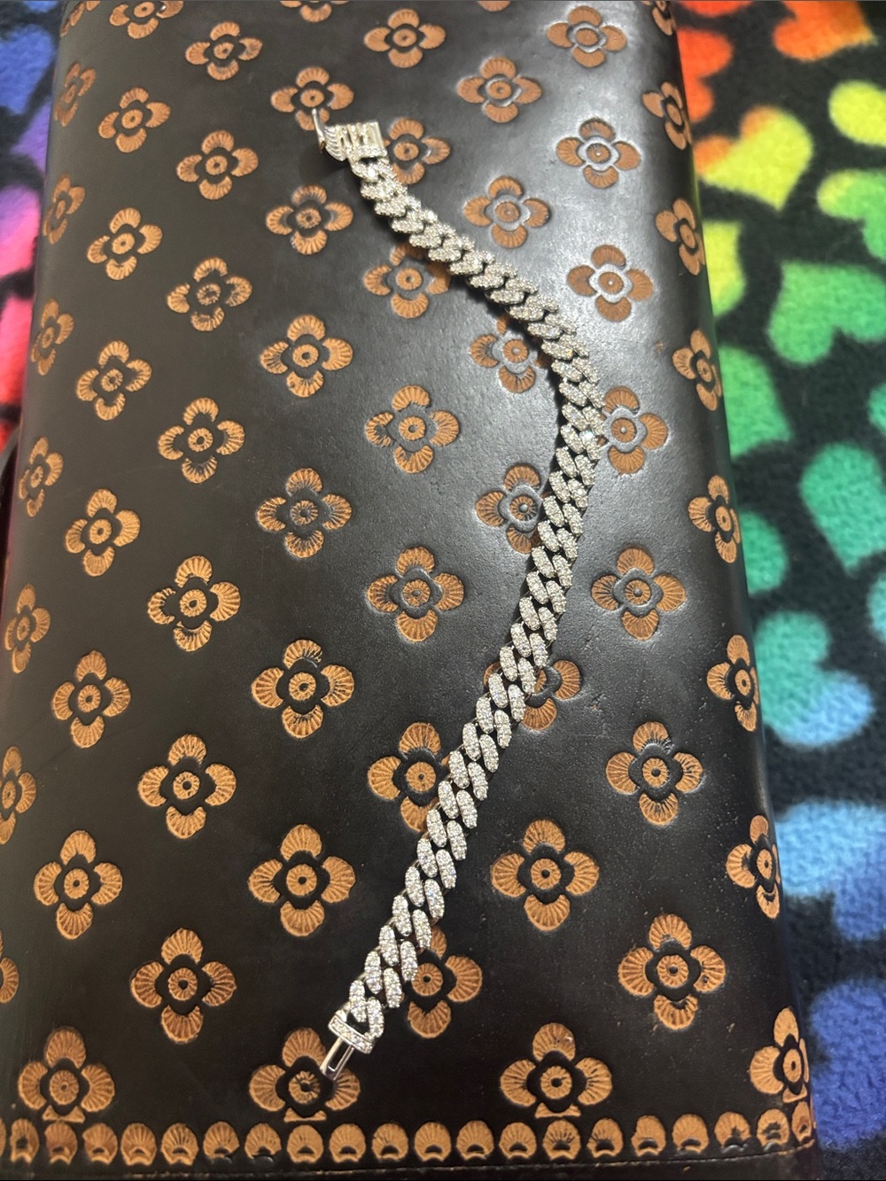 Rhinestone Cuban Link Bracelet in Silver